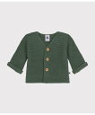 【SALE/20%OFF】PETIT BATEAU ガーター編みニットカーディガン プチバトー トップス カーディガン グリーン ピンク【送料無料】
