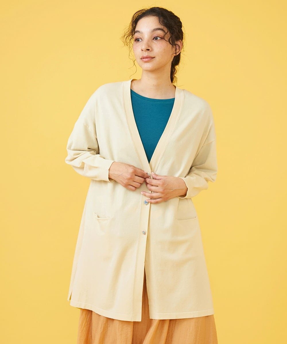 【SALE／50%OFF】Jocomomola ハイツイストコットン トッパーカーディガン ホコモモラ トップス カーディガン ホワイト ピンク ブルー【送料無料】