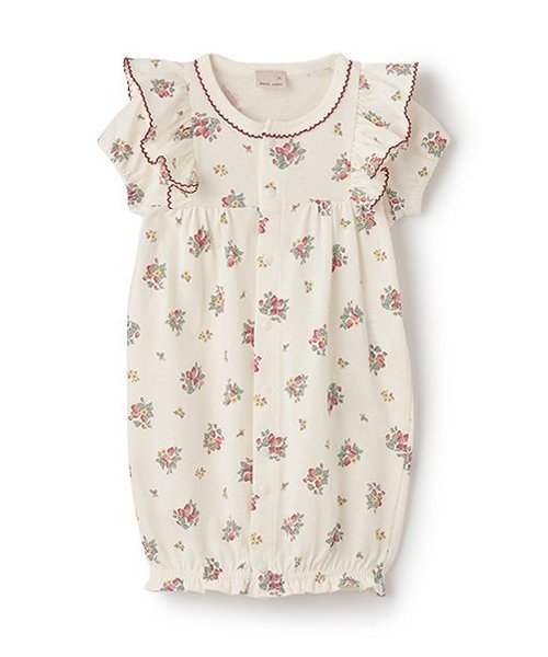 【SALE／10%OFF】petit main 【弱酸性】肩フリル2WAYオールSS ナルミヤオンライン マタニティウェア・ベビー用品 ロンパース・カバーオール ネイビーのサムネイル