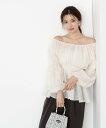 PROPORTION BODY DRESSING バルーンスリーブオフショルブラウス プロポーションボディドレッシング トップス シャツ・ブラウス ベージュ ブルー【送料無料】