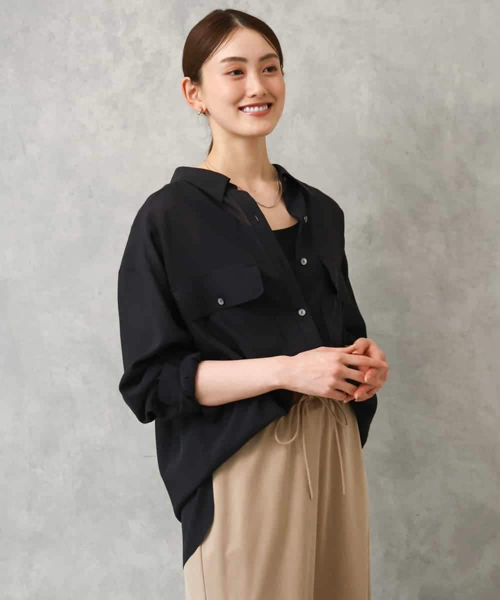 MICHEL KLEIN（小さいサイズ） [小さいサイズ]シアーツイルオーバーシャツ メゾンドゥサンク トップス シャツ・ブラウス ホワイト ブラック