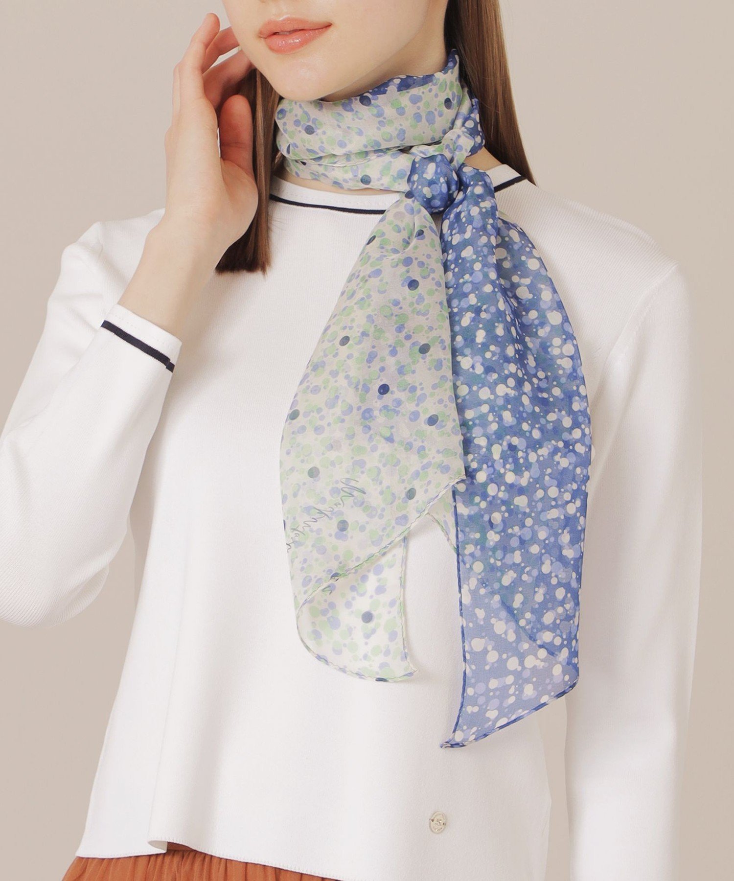 MACKINTOSH LONDON ドット剣先スカーフ マッキントッシュ ロンドン ファッション雑貨 スカーフ・バンダナ ブラック ブルー【送料無料】