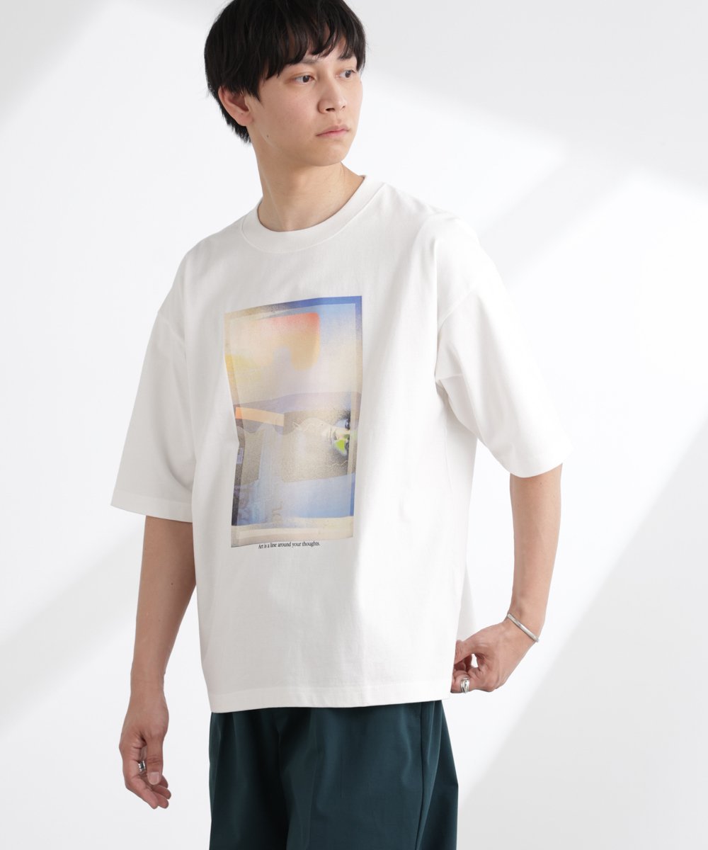 NANO universe 「MOFFISIE」1.0オリジナルプリント Tシャツ 半袖 ナノユニバース トップス カットソー・Tシャツ ブラック ホワイト レッド