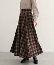 natural couture 【WEB限定】ハイウエストサーキュラーチェックスカート ナチュラルクチュール スカート その他のスカート ワインレッド ブラック ホワイト【送料無料】