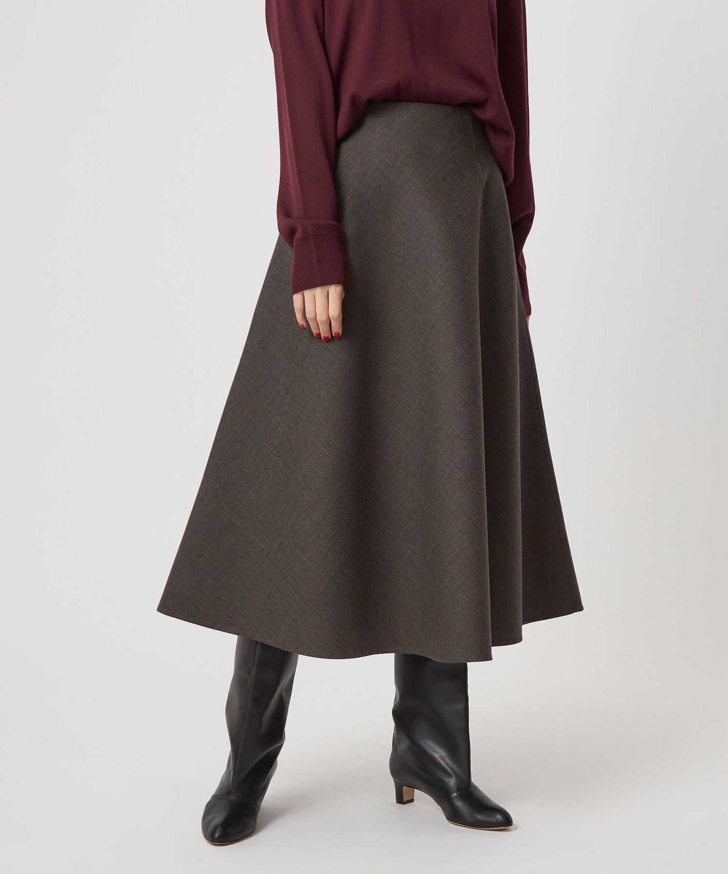 conte <conte>リバー フレアスカート ユナイテッドアローズ スカート ミディアムスカート ブラック グレー【送料無料】