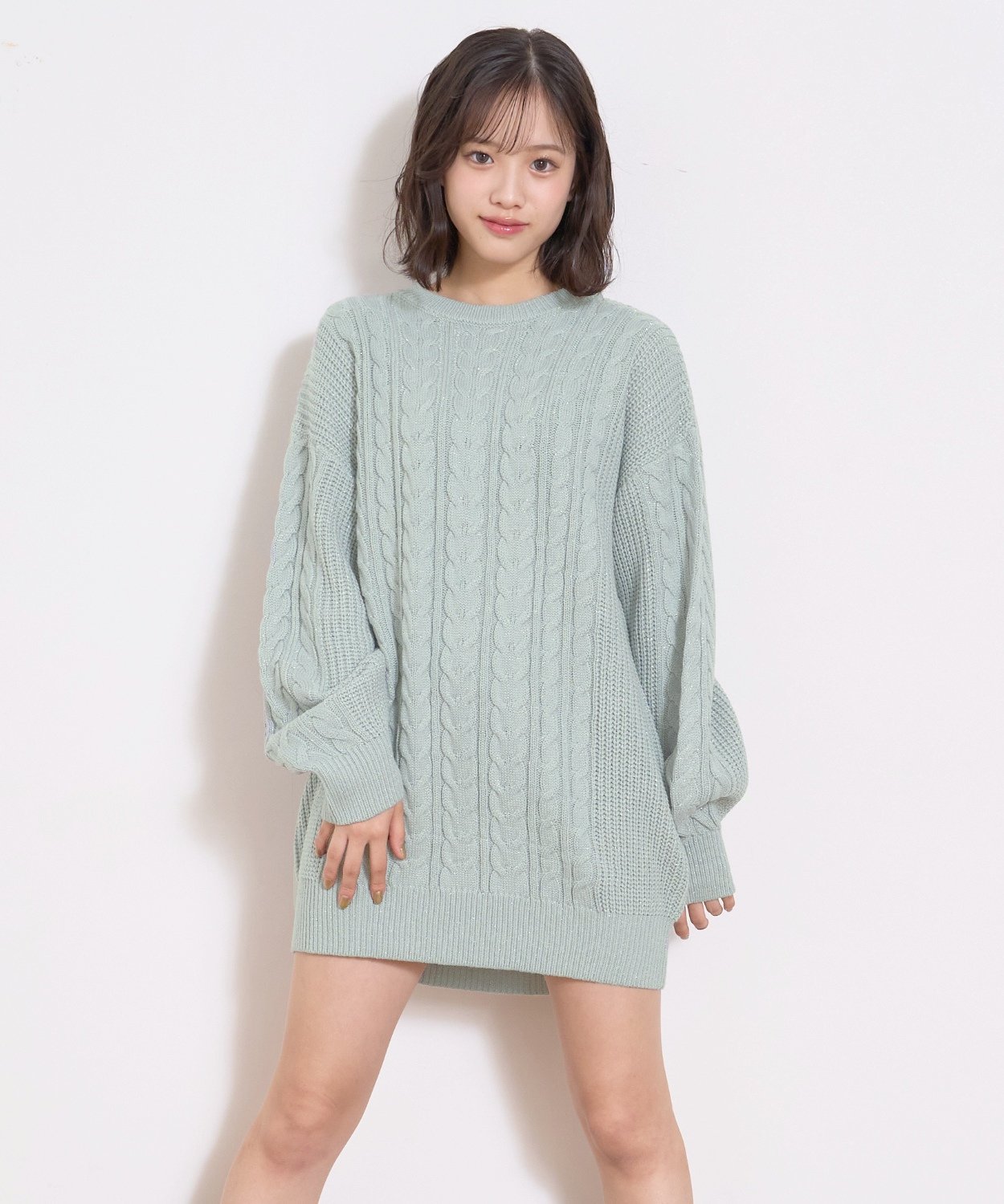 Lovetoxic ラメニットルーズワンピース ナルミヤオンライン ワンピース・ドレス ワンピース グレー ホ..