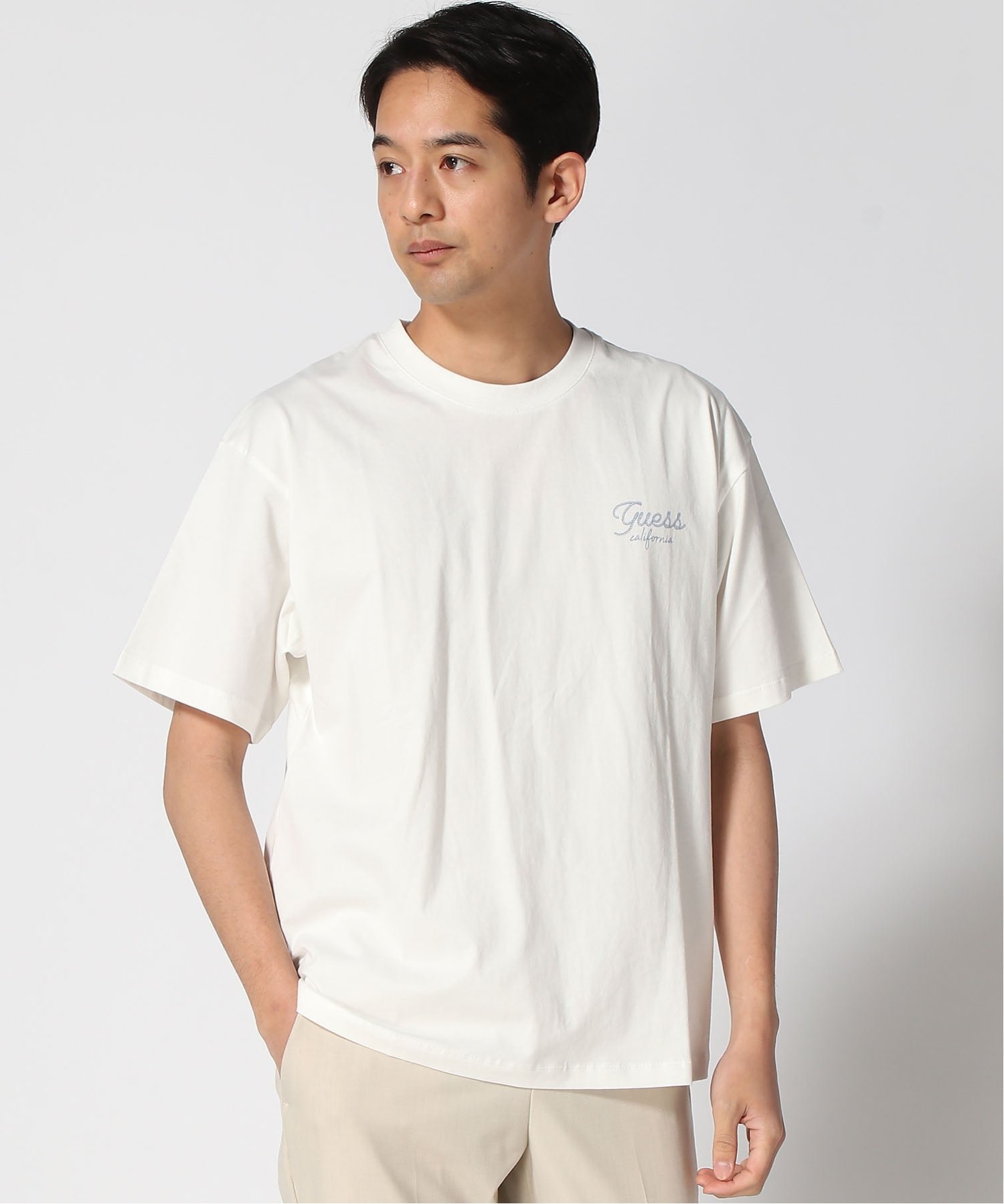GUESS/(M)MEN'S S/Slv Tee Shirt Tシャツ 半袖 バックプリント ゲス トップス カットソー・Tシャツ グレー ホワイト