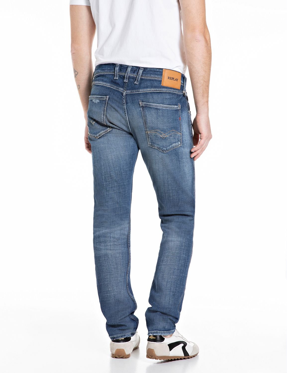 【SALE／10%OFF】REPLAY スリムANBASS Aged10 オーガニックコットンパワーストレッチデニム リプレイ パンツ ジーンズ・デニムパンツ ブルー【送料無料】