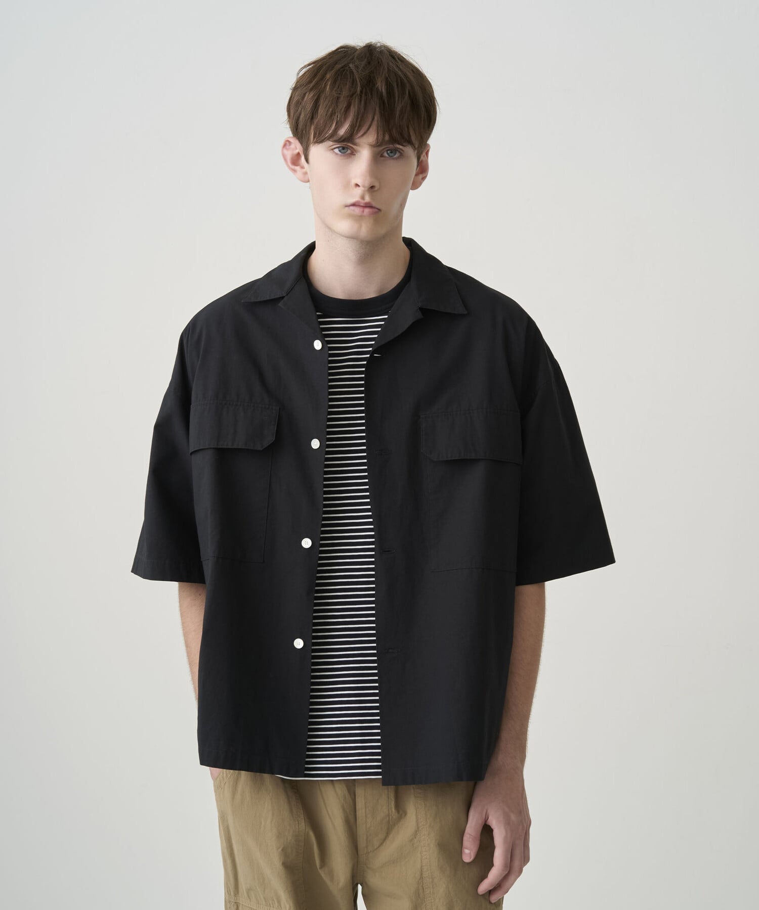 樂天商城 - Bshop ORCIVAL ｜ コットンリネン オープンカラー半袖シャツ MEN ビショップ トップス シャツ・ブラウス ブラック【送料無料】