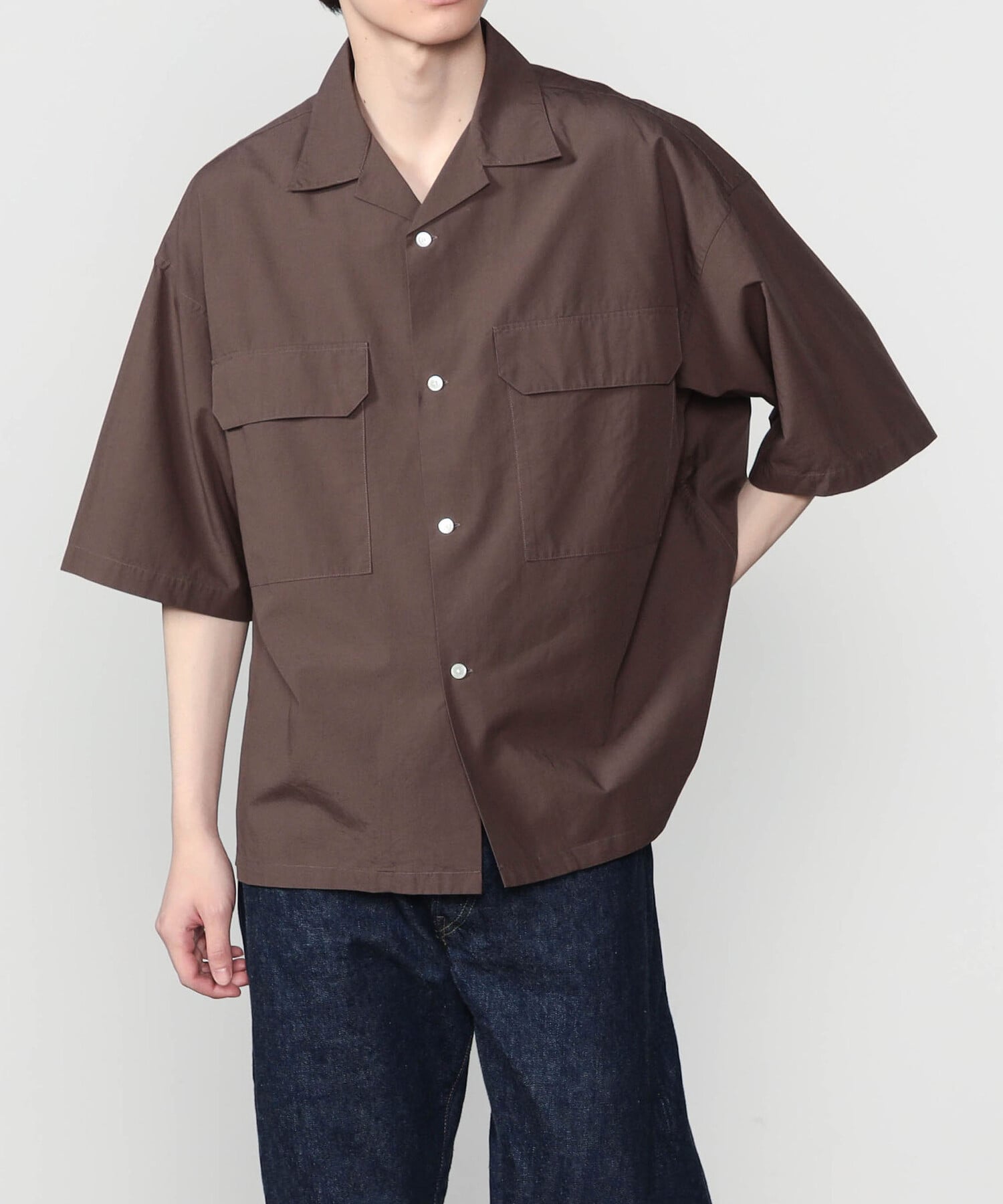 Bshop ORCIVAL ｜ コットンリネン オープンカラー半袖シャツ MEN ビショップ トップス シャツ・ブラウス ブラック