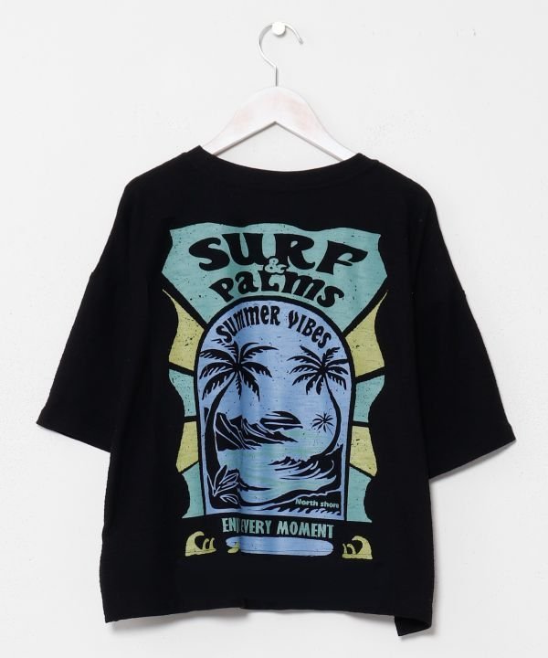 Kahiko 【カヒコ】ビーチリーTシャツ【SURF&Palms】 アミナコレクション トップス カットソー・Tシャツ ホワイト ブラック グリーン ベージュ