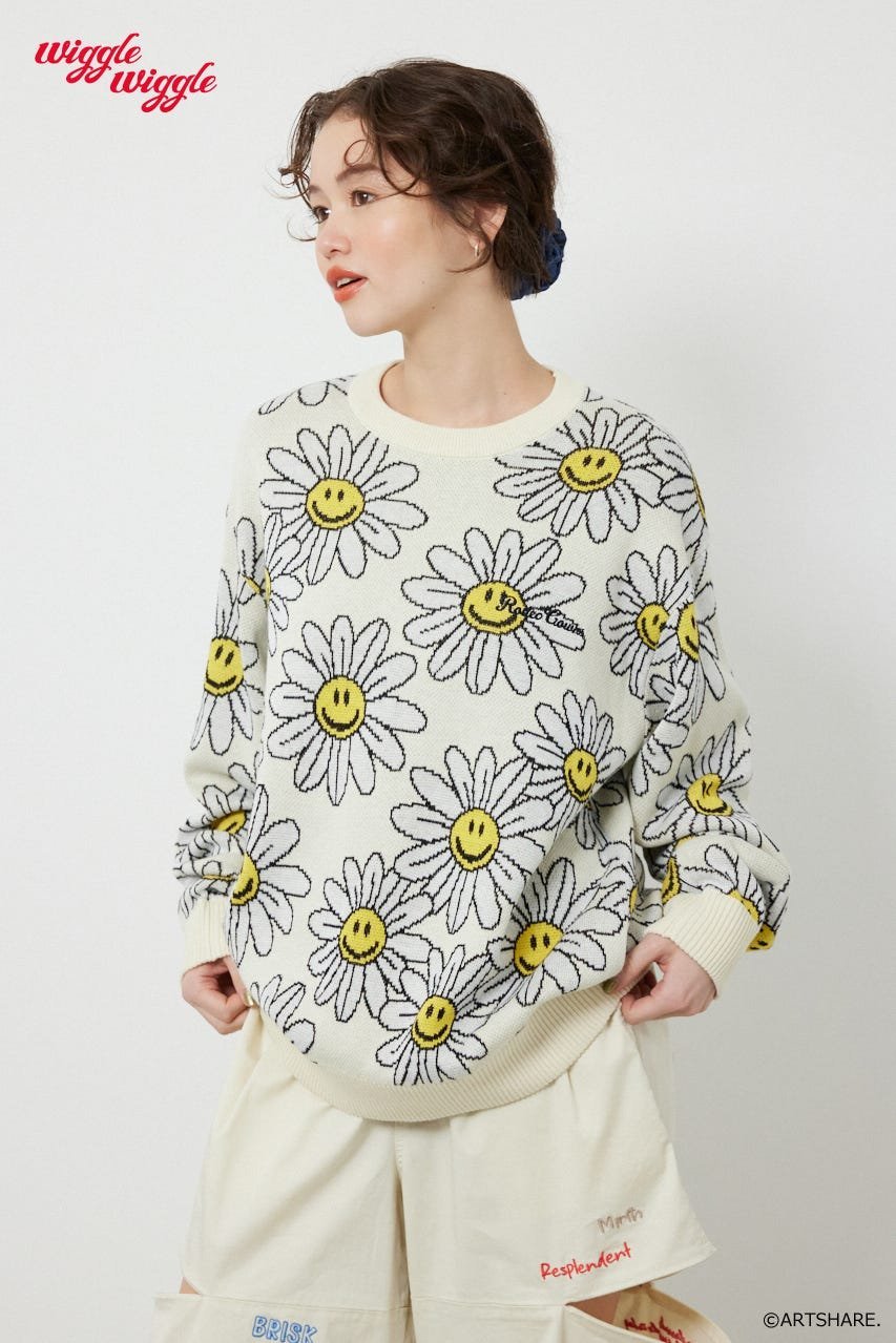 RODEO CROWNS WIDE BOWL 【UNISEX】(wiggle wiggle)パターンニットトップス ロデオクラウンズワイドボウル トップス ニット ブラウン グリーン ホワイト