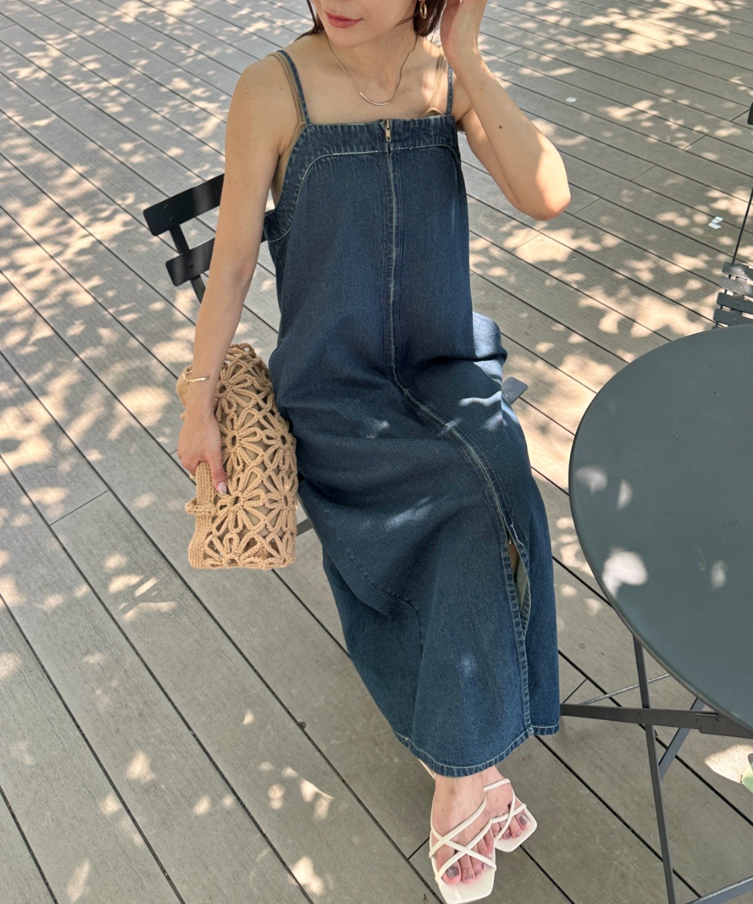MYMOOD. 【高身長さん / LONGサイズあり】フロントジップデニムロングジャンバースカート アウトフィッターラボ ワンピース・ドレス ワンピース ブルー ブラック