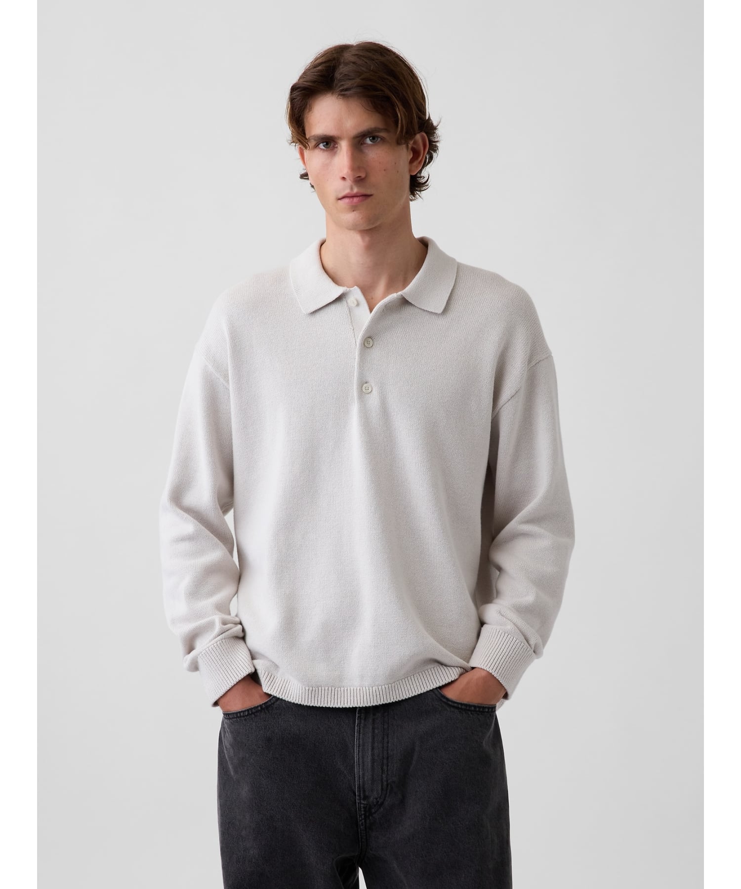 GAP (U)リラックスフィット ポロセーター ギャップ トップス ニット グレー ブラック ブラウン カーキグリーン【送料無料】