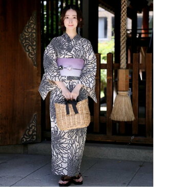 utatane utatane/(W)注染浴衣3点セット 先染めベージュに菊花火 ウタタネ ビジネス/フォーマル 着物/浴衣 ベージュ【送料無料】