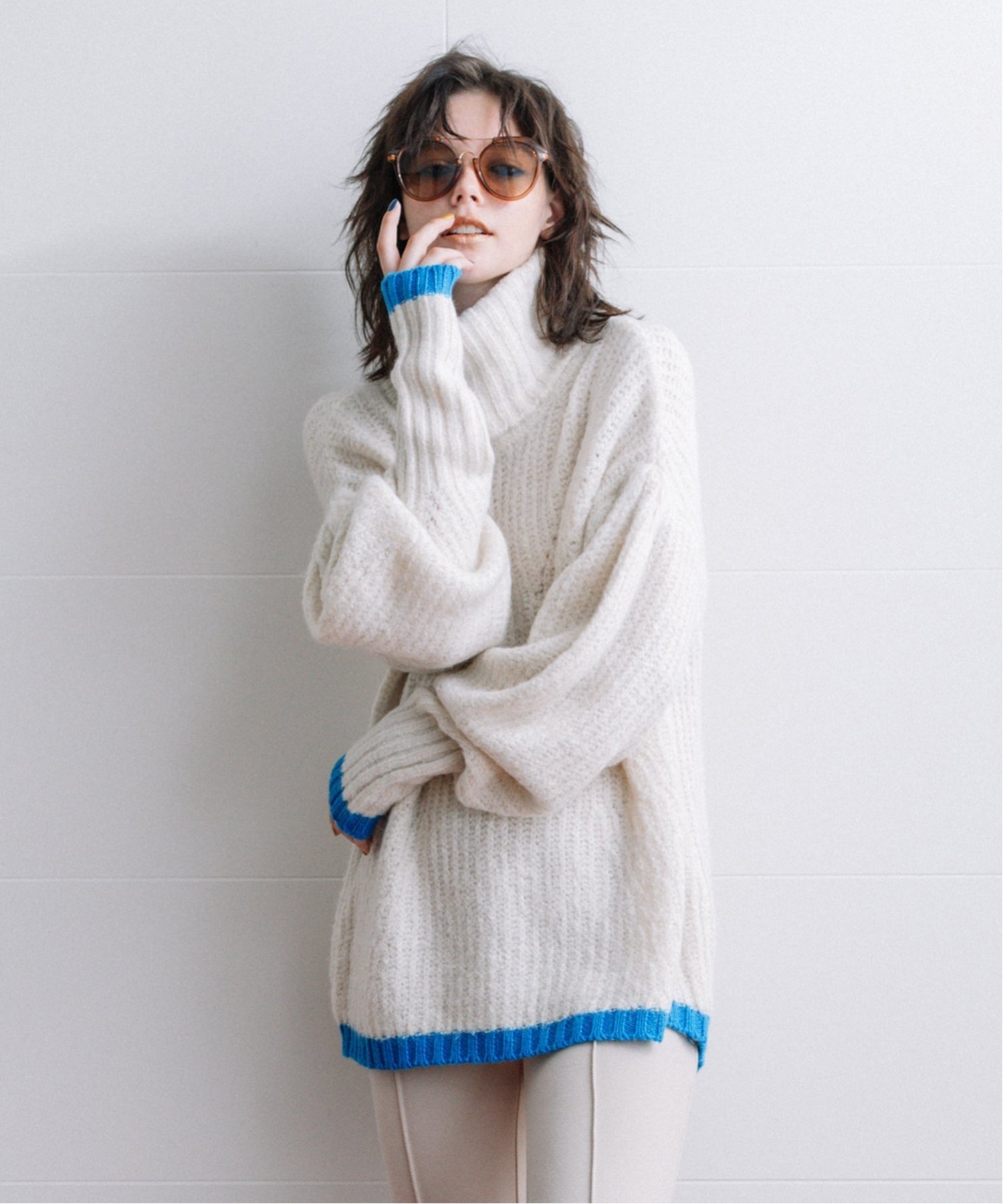 AULA AILA MOHAIR LINE PULLOVER アウラアイラ トップス ニット ホワイト グレー ブルー【送料無料】のサムネイル