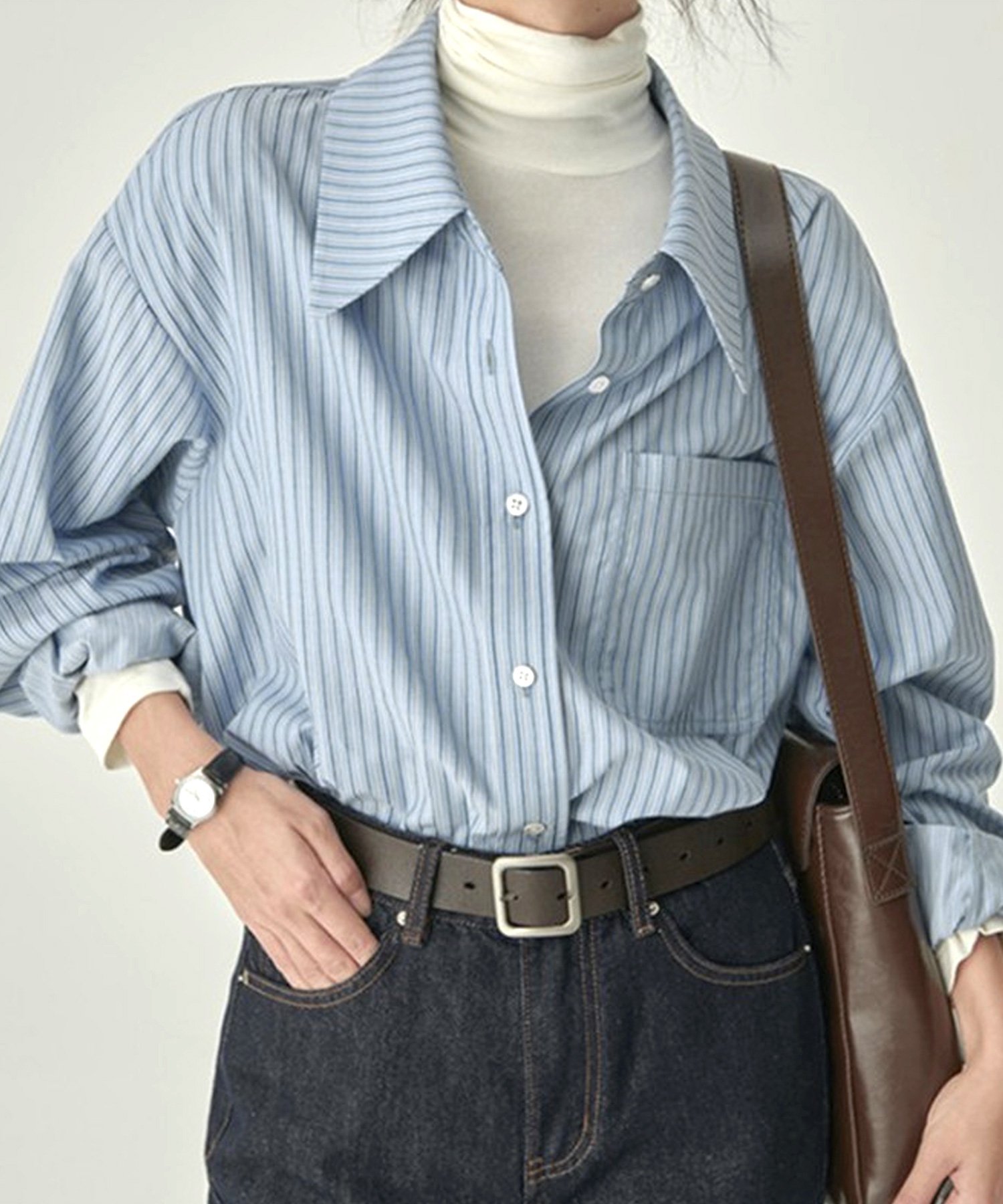 【SALE／49%OFF】Dewlily 【Dewlily】ストライプブラウス アミュレット トップス シャツ・ブラウス ベージュ ブルー