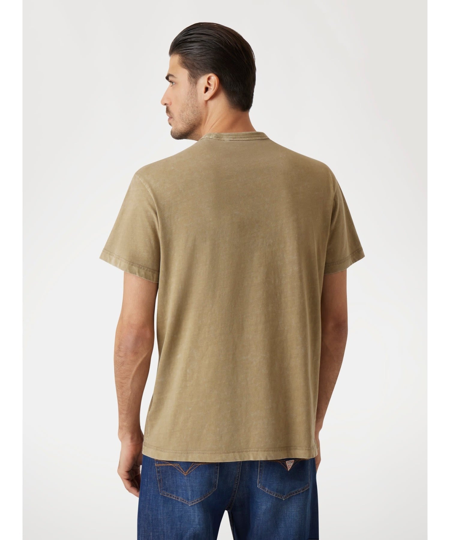 GUESS 半袖Tシャツ(M)SS Cn Treated Embro Tee ゲス トップス カットソー・Tシャツ カーキグリーン ネイビー