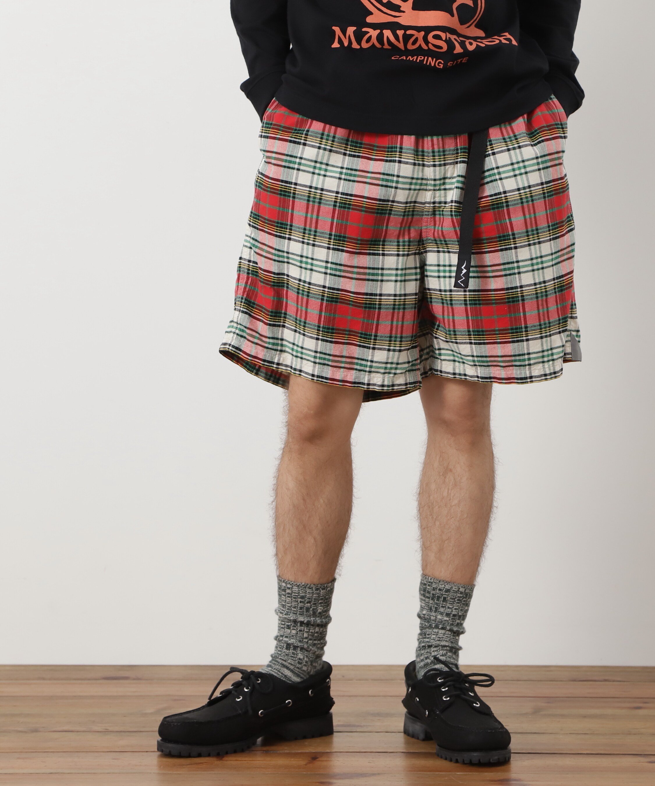MANASTASH/マナスタッシュ/WASHED PLAID SHORT マナスタッシュ パンツ その他のパンツ パープル レッド
