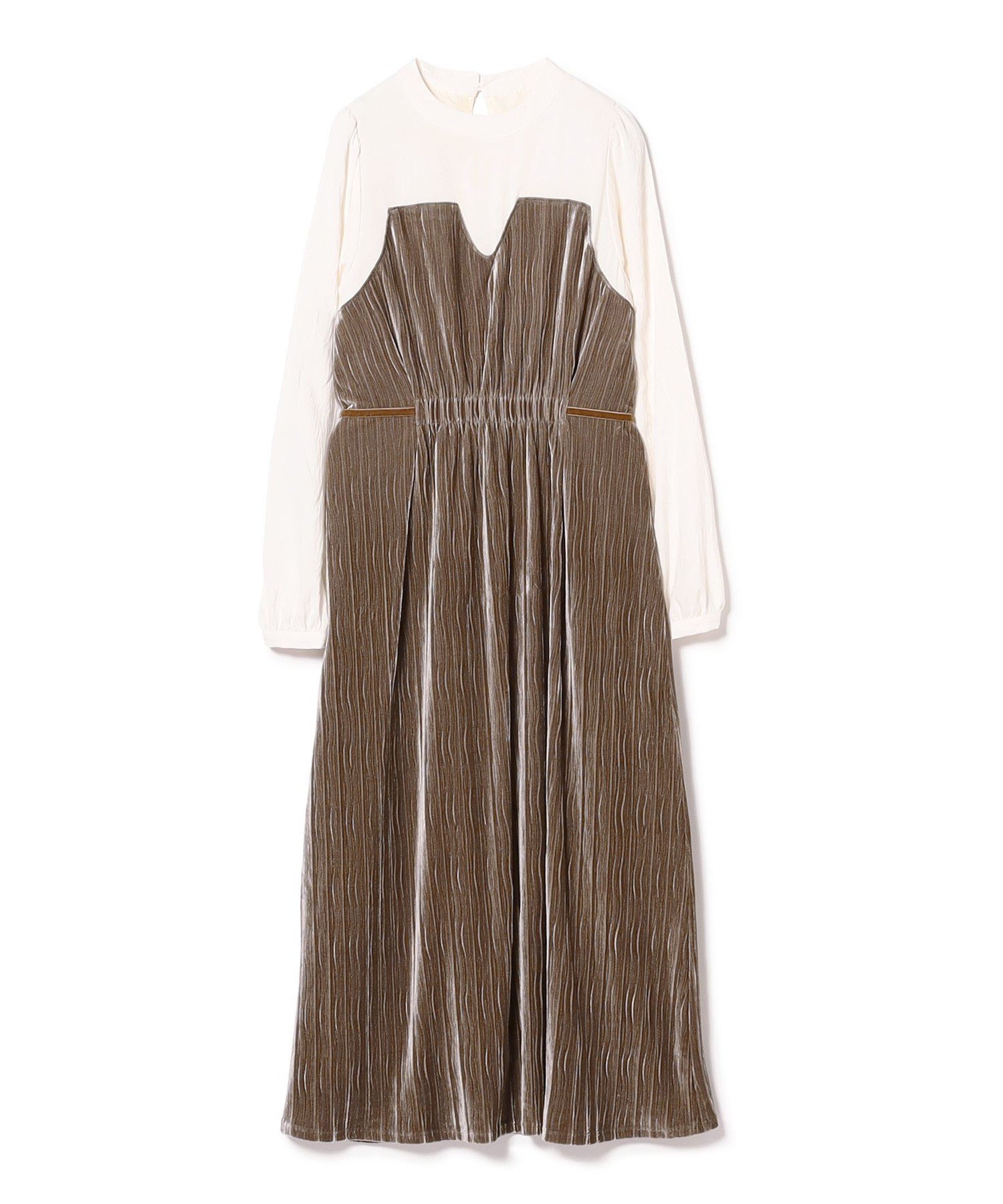 【SALE／50%OFF】Ray BEAMS ワッシャー ベロア キリカエ ワンピース ビームス アウトレット ワンピース・ドレス ワンピース ブラック ブラウン【送料無料】