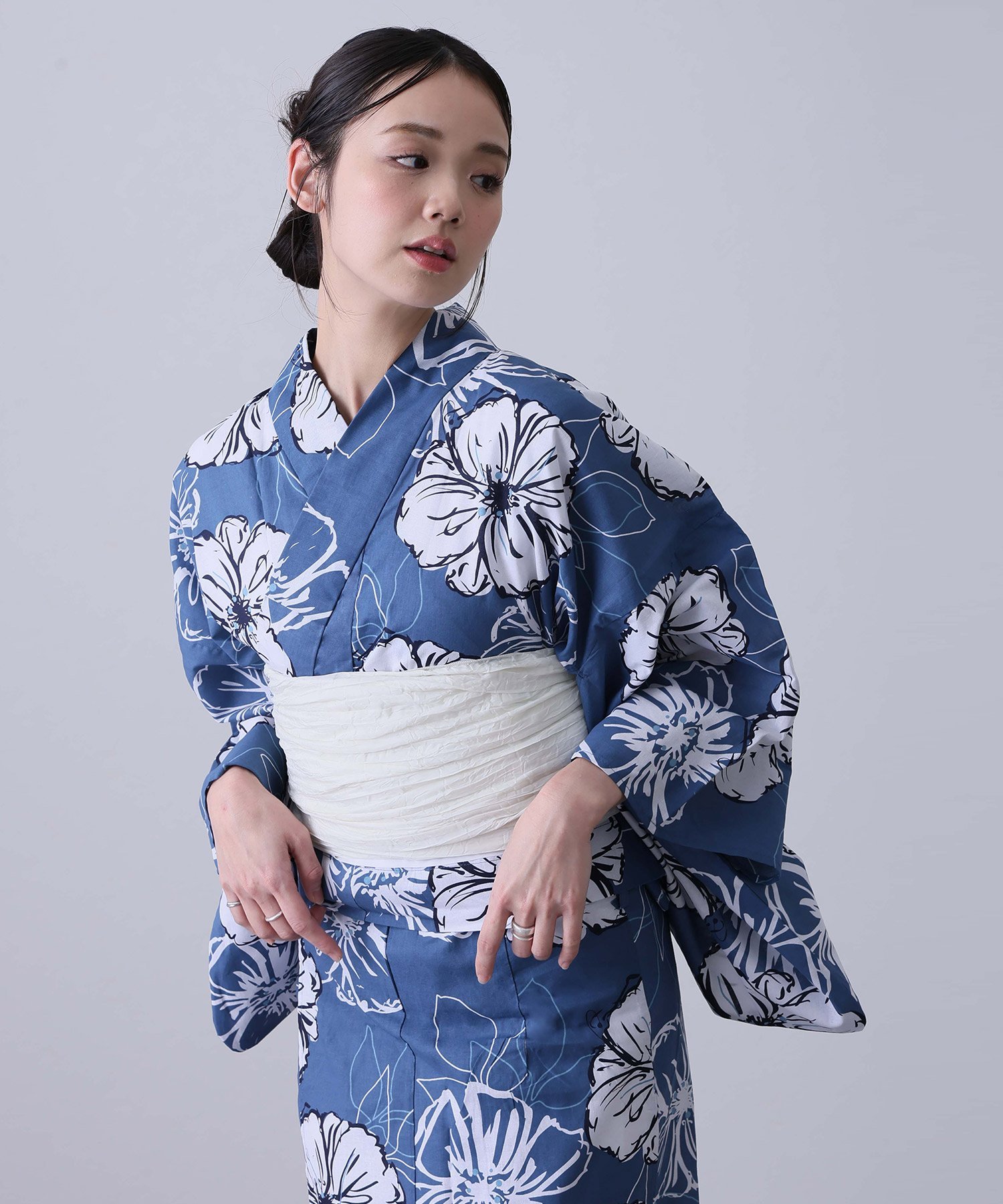 PourVous 浴衣セパレートレディース1人で着られる簡単二部式洗える選べる綿麻帯大...