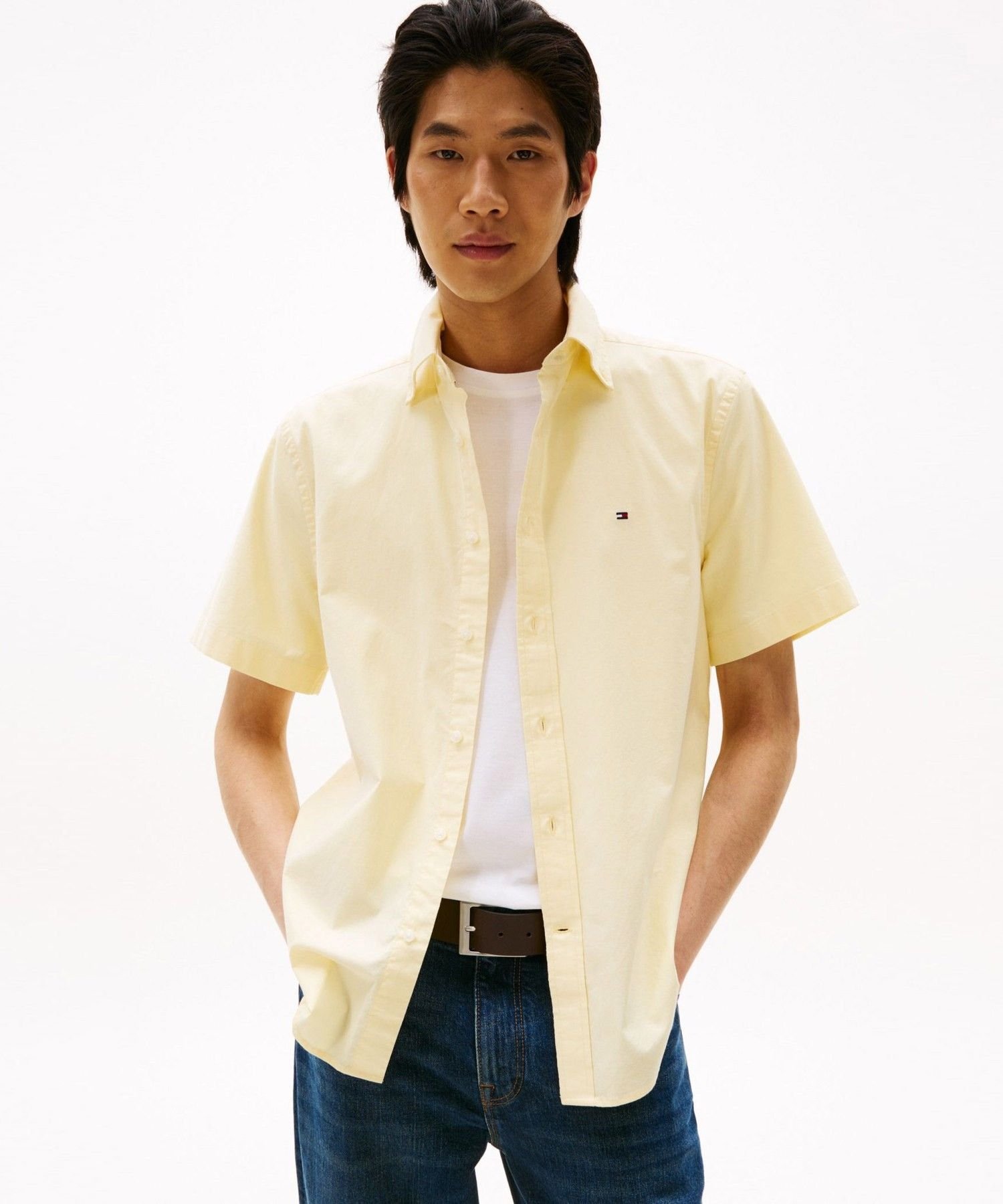 TOMMY HILFIGER オックスフォードソリッドショートスリーブシャツ トミーヒルフィガー トップス シャツ..