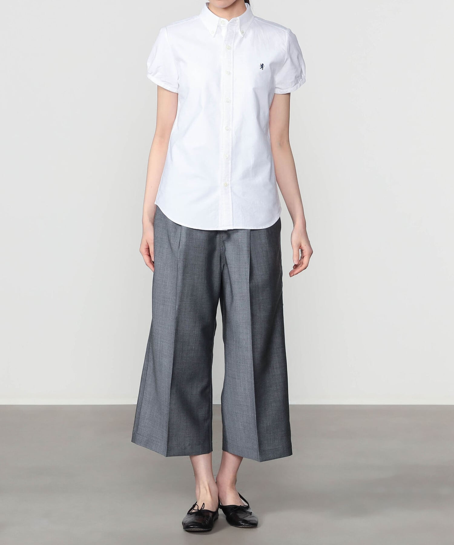 Bshop Gymphlex ｜ オックスフォード フレンチスリーブシャツ WOMEN ビショップ トップス シャツ・ブラウス ブルー ホワイト