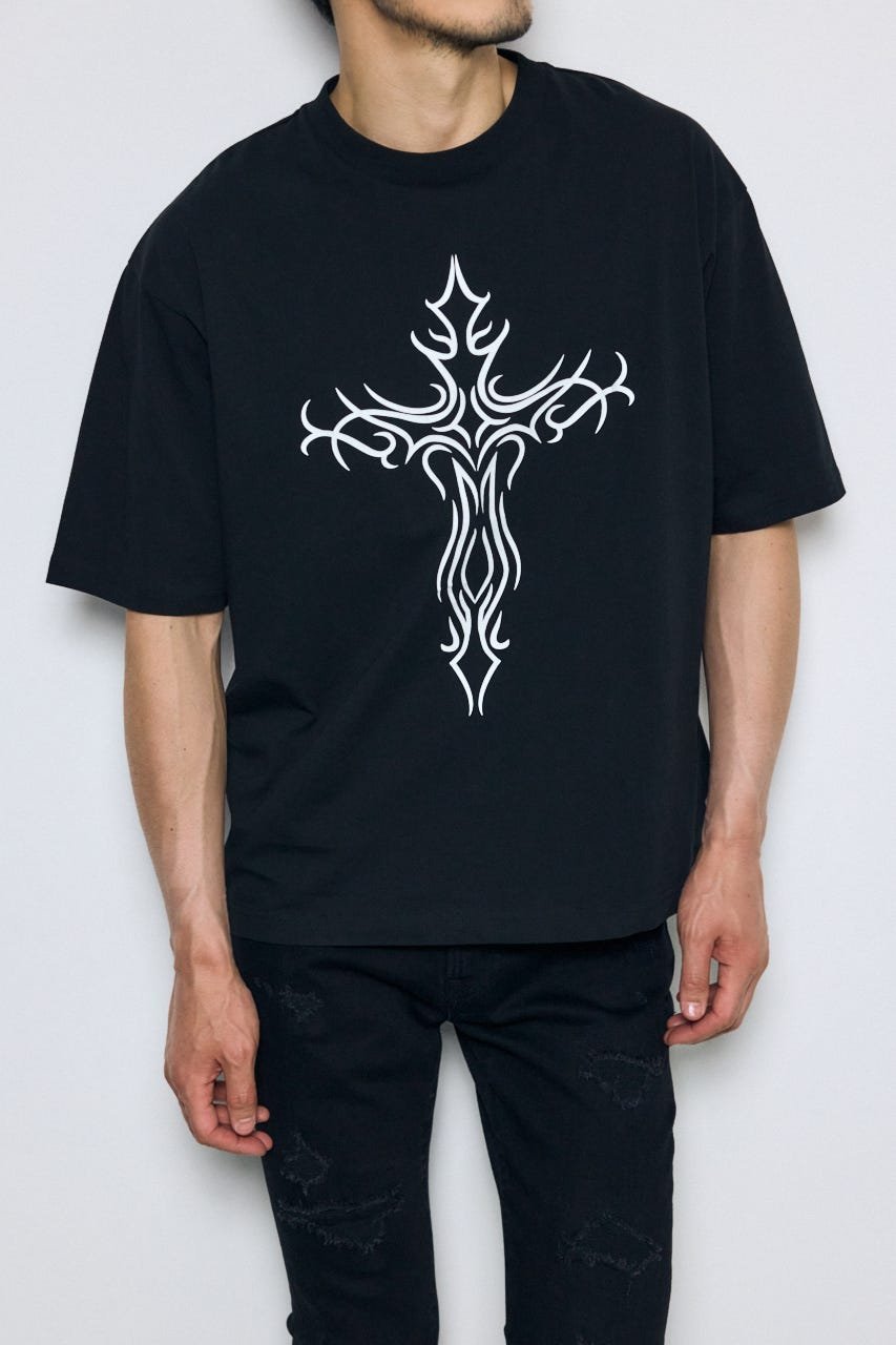 クロスモチーフTシャツ アズールバイマウジー トップス カットソー・Tシャツ ホワイト ブラック