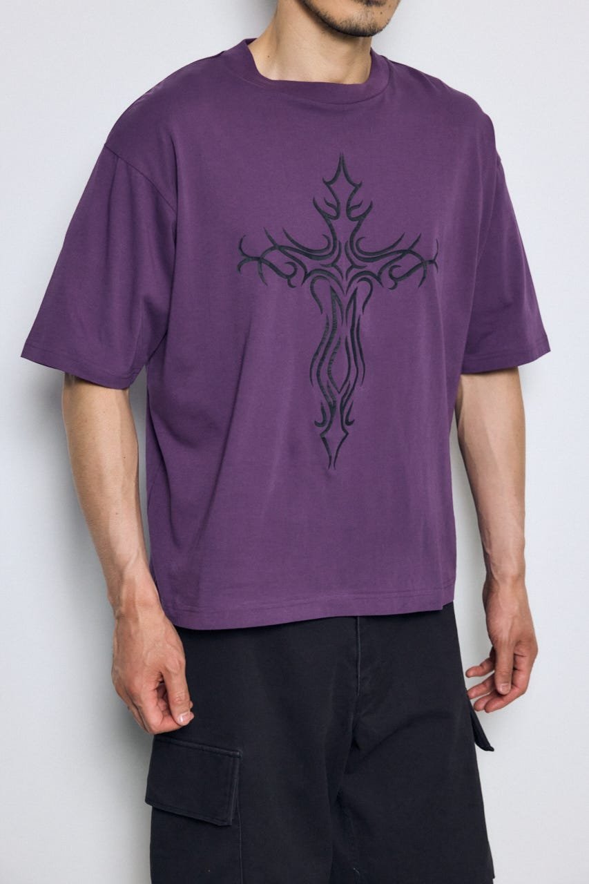 クロスモチーフTシャツ アズールバイマウジー トップス カットソー・Tシャツ ホワイト ブラック