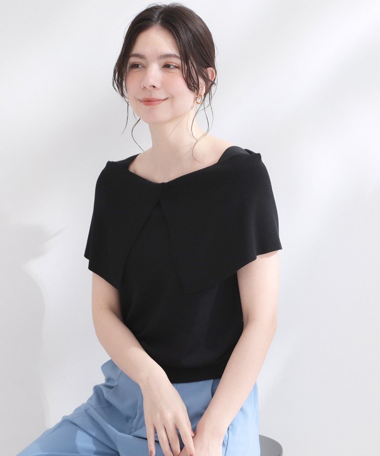【SALE／70%OFF】OPAQUE.CLIP オフショルダーニット【洗濯機OK/抗ピル】 オペークドットクリップ トップス ニット ブルー ブラウン ブラック