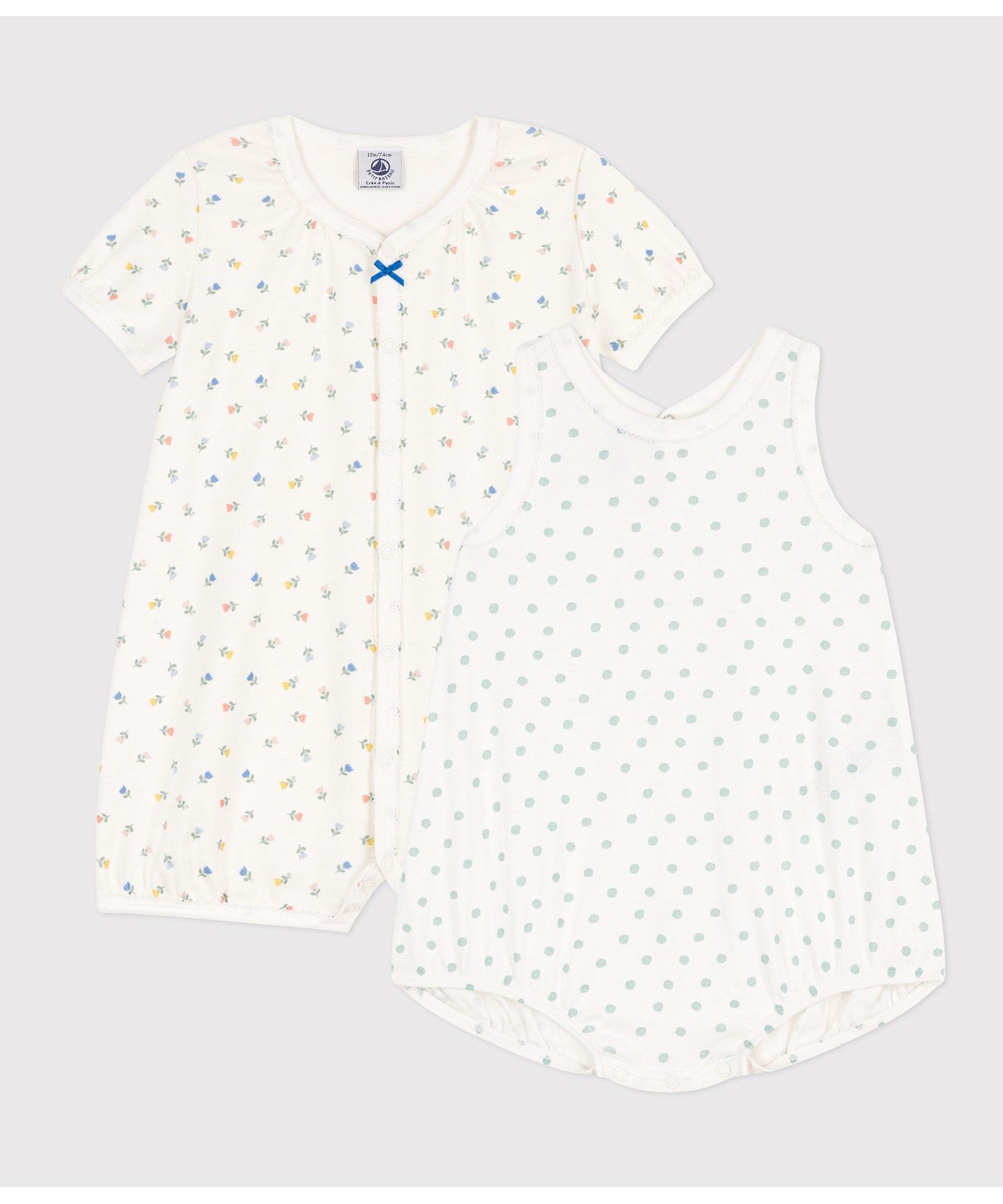 プチバトー ロンパース（ベビー用） 【SALE／10%OFF】PETIT BATEAU ショートロンパース2枚組 プチバトー マタニティウェア・ベビー用品 ロンパース・カバーオール【送料無料】