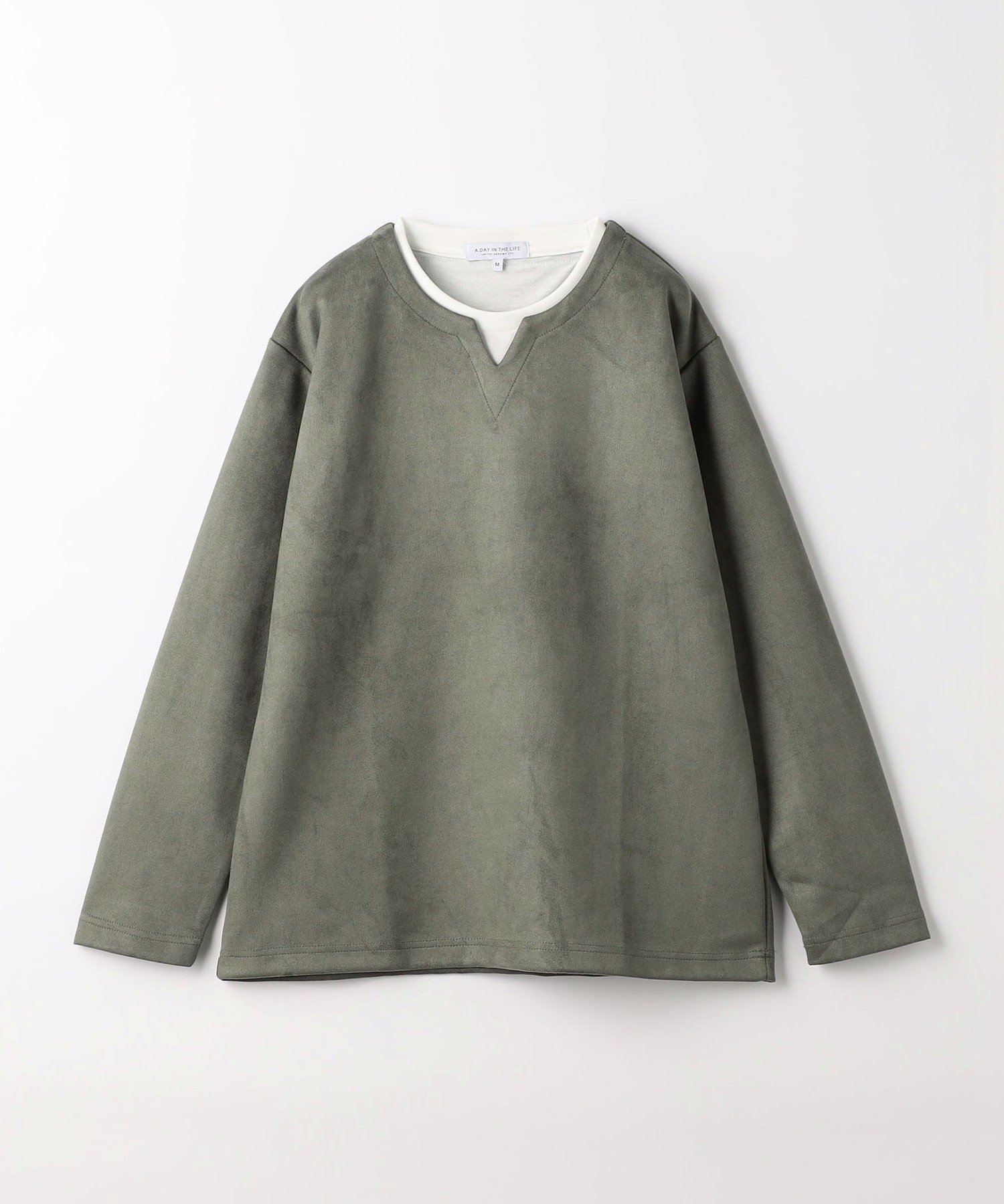 【SALE/30%OFF】a day in the life スエードライク フェイクレイヤード キーネックTシャツ <A DAY IN THE LIFE> ユナイテッドアローズ アウトレット トップス カットソー・Tシャツ グレー
