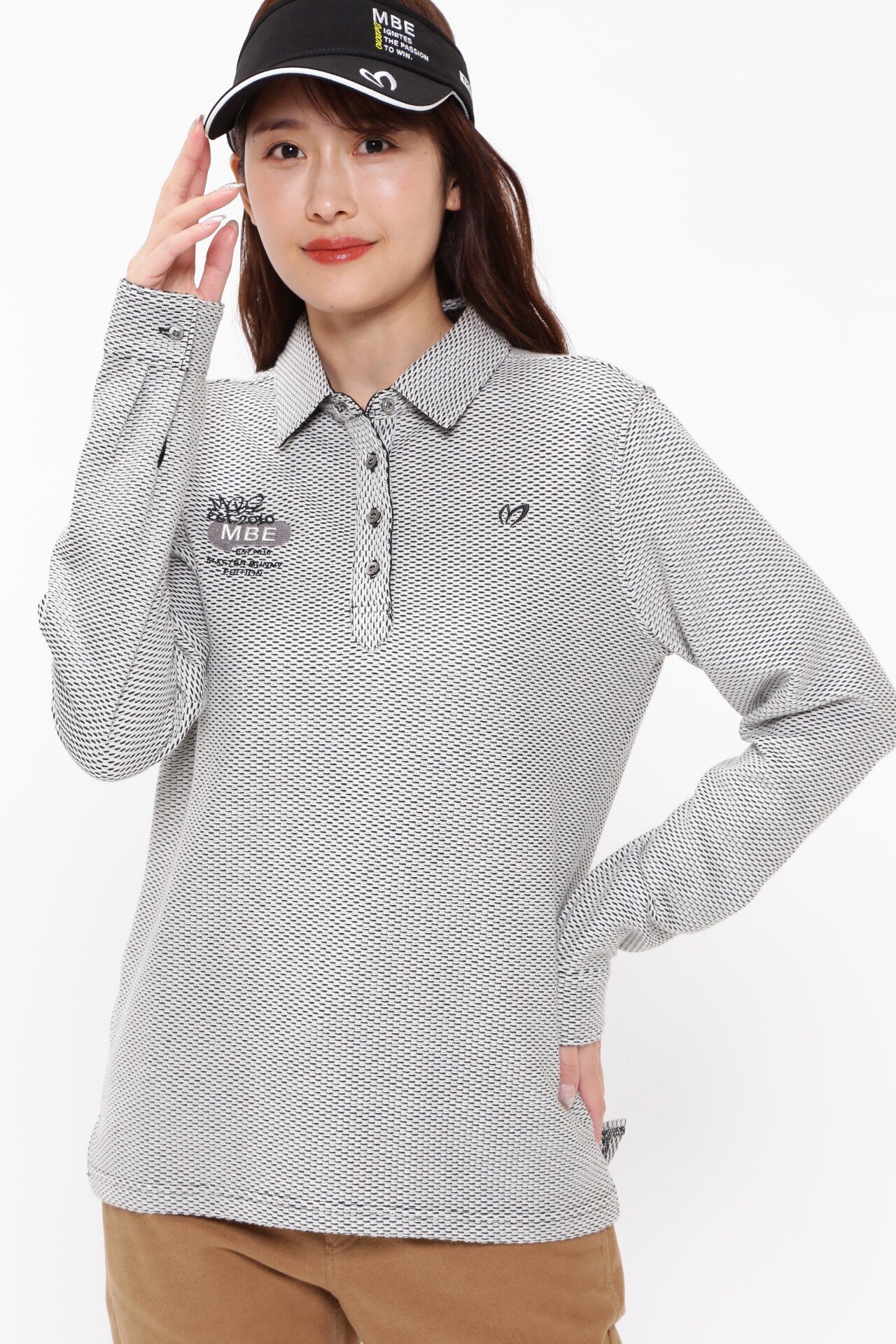 【SALE／70%OFF】MASTER BUNNY EDITION T/Cドビージャガード長袖ポロシャツ マスターバニーエディション トップス ポロシャツ オレンジ ベージュ ブラック【送料無料】
