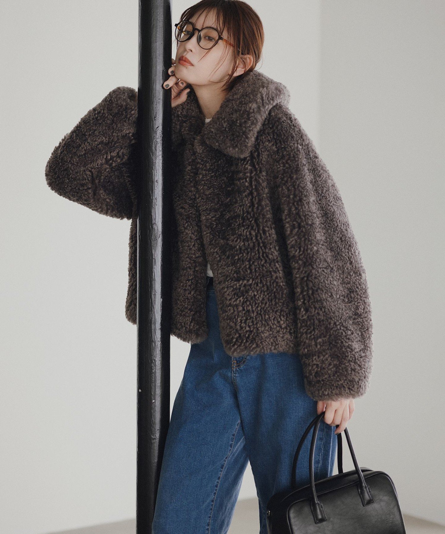 UNFILO エコファー ステンカラーコート アンフィーロ ジャケット・アウター ステンカラーコート グレー ブラウン【送料無料】のサムネイル