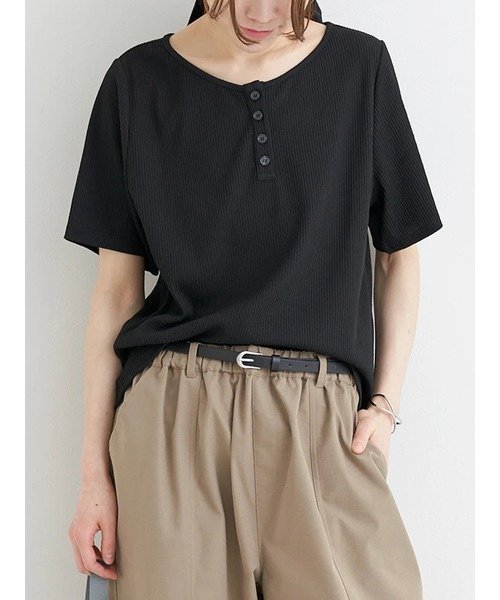 Rakuten - Re-J&SUPURE テレコリブヘンリーネックTシャツ リジェイアンドスプル トップス カットソー・Tシャツ ホワイト