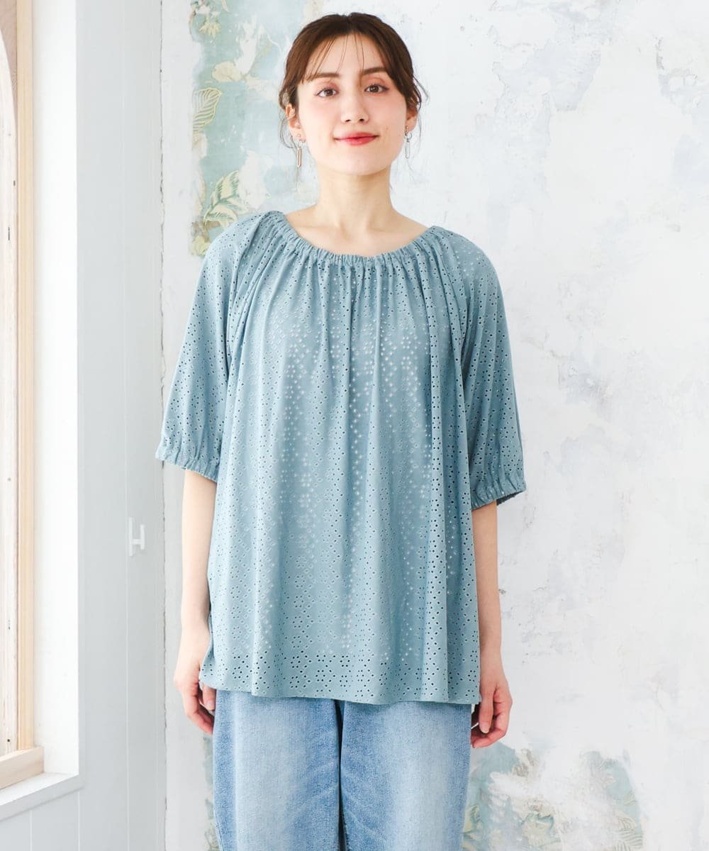 【大きいサイズ】アイレットジャージートップス エウルキューブ トップス カットソー・Tシャツ ブラック