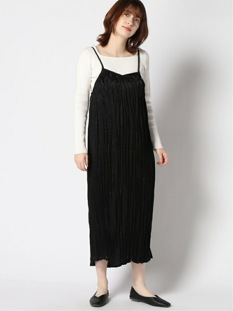 【SALE／30%OFF】Lugnoncure Lugnoncure/サテンプリーツキャミワンピ NS テチチ ワンピース・ドレス ワンピース ブラック ベージュ ブラウン【送料無料】のサムネイル