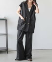 【SALE/50%OFF】Lajour 【日本製】ベスト&ワイドパンツセットアップ ラジュール スーツ・フォーマル セットアップスーツ グレー ブラック ベージュ【送料無料】