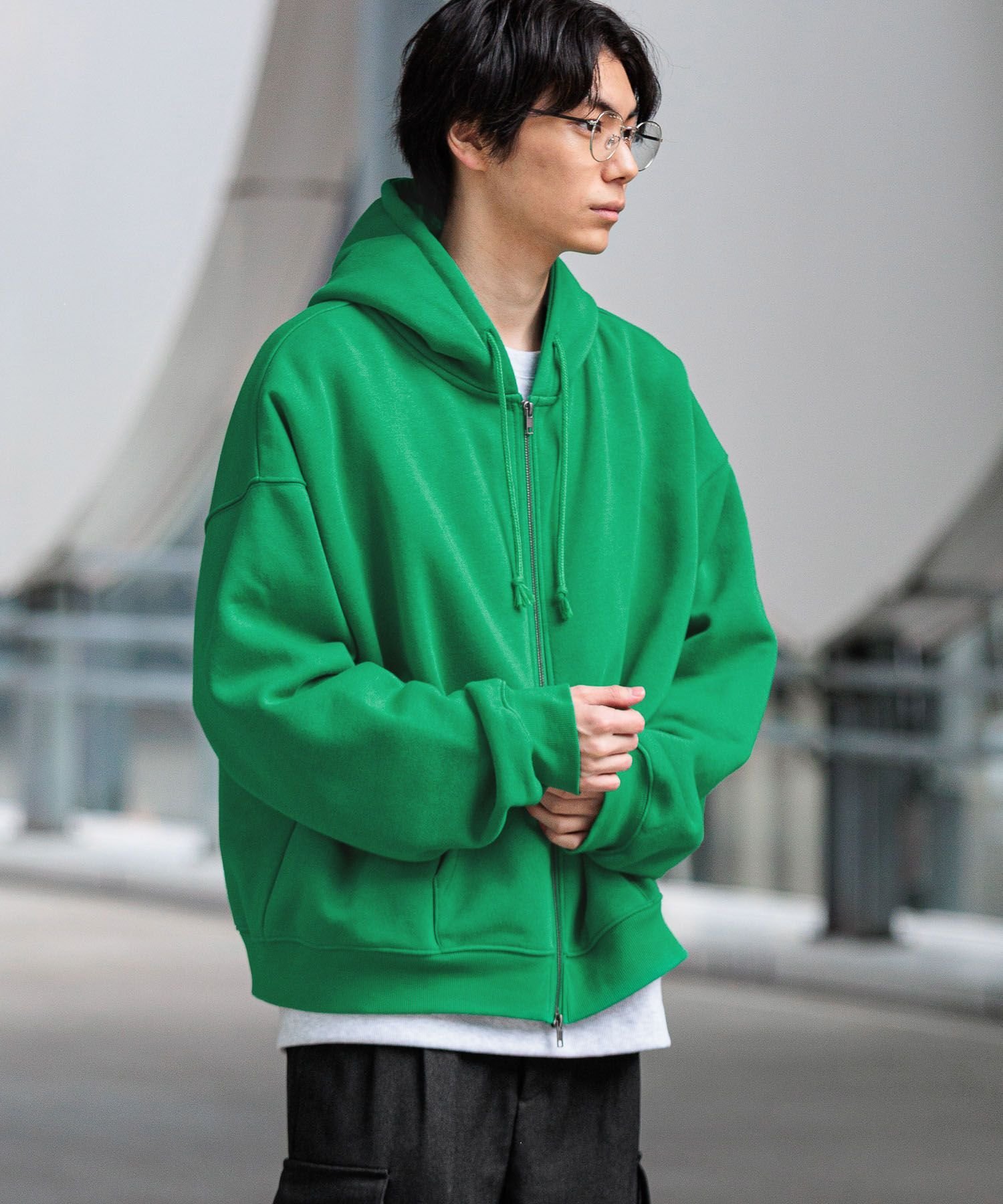 【SALE／11%OFF】LAKOLE 裏起毛ZIPパーカー ラコレ トップス スウェット・トレーナー ブラック グリーン ホワイト グレー【送料無料】