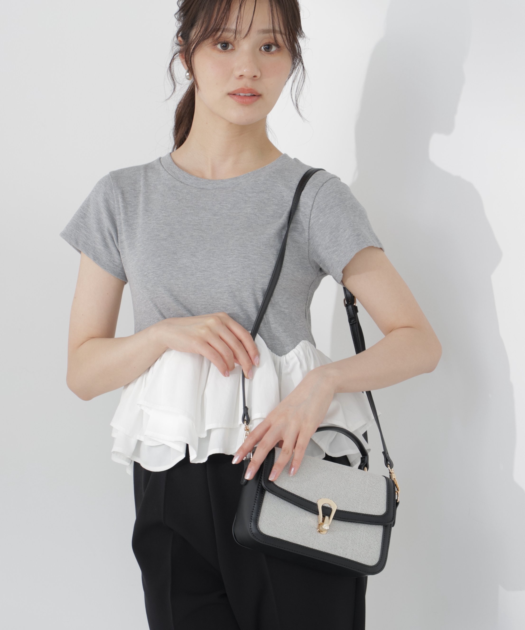 PROPORTION BODY DRESSING バイカラーミニショルダーバッグ プロポーションボディドレッシング バッグ その他のバッグ ブラック グレー