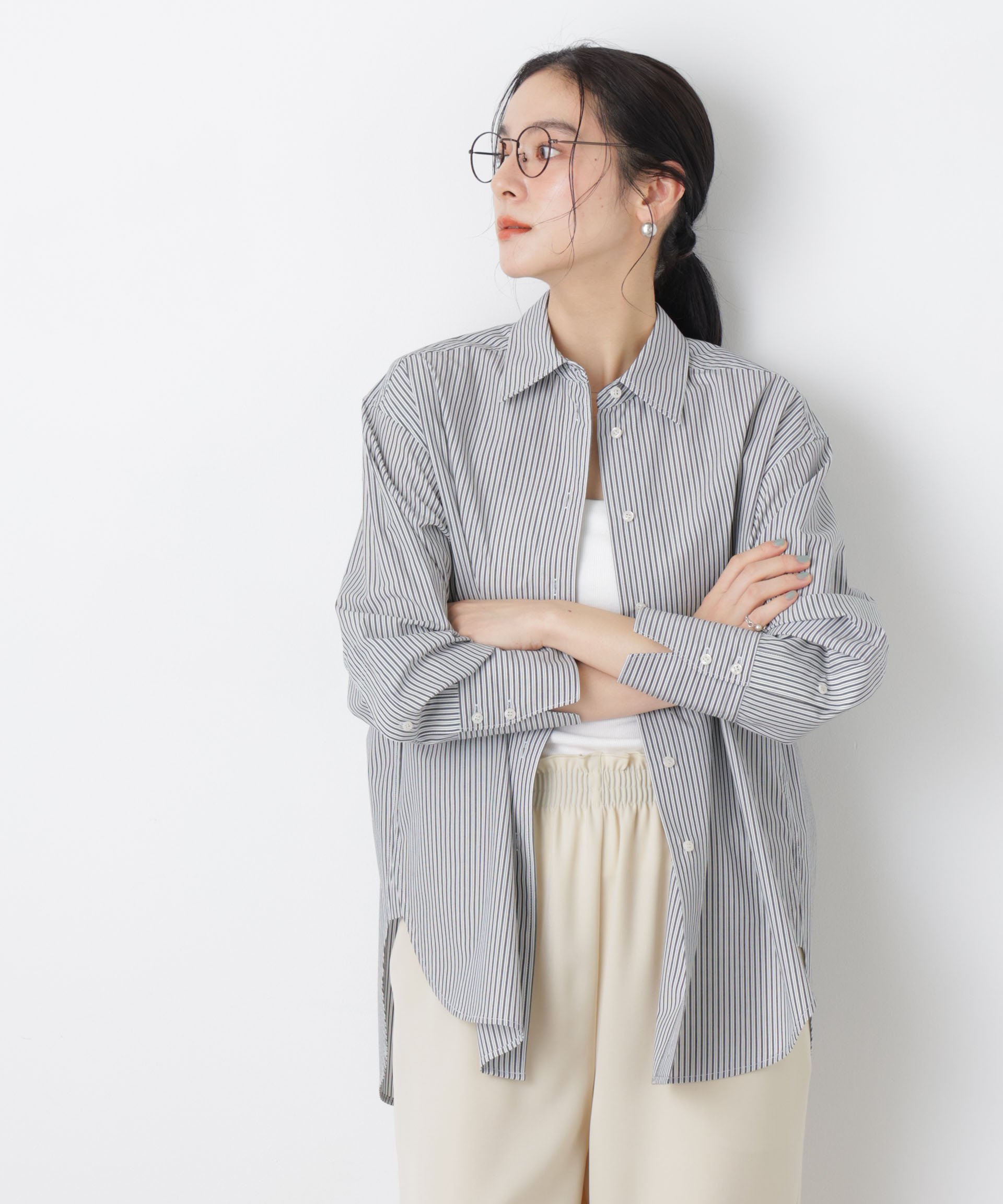 【SALE／45%OFF】NANO universe 2wayオーバーシャツ ナノユニバース トップス シャツ・ブラウス ブルー ブラック ピンク【送料無料】 stylife-15500686 Rakuten Fashion サンプル画像2