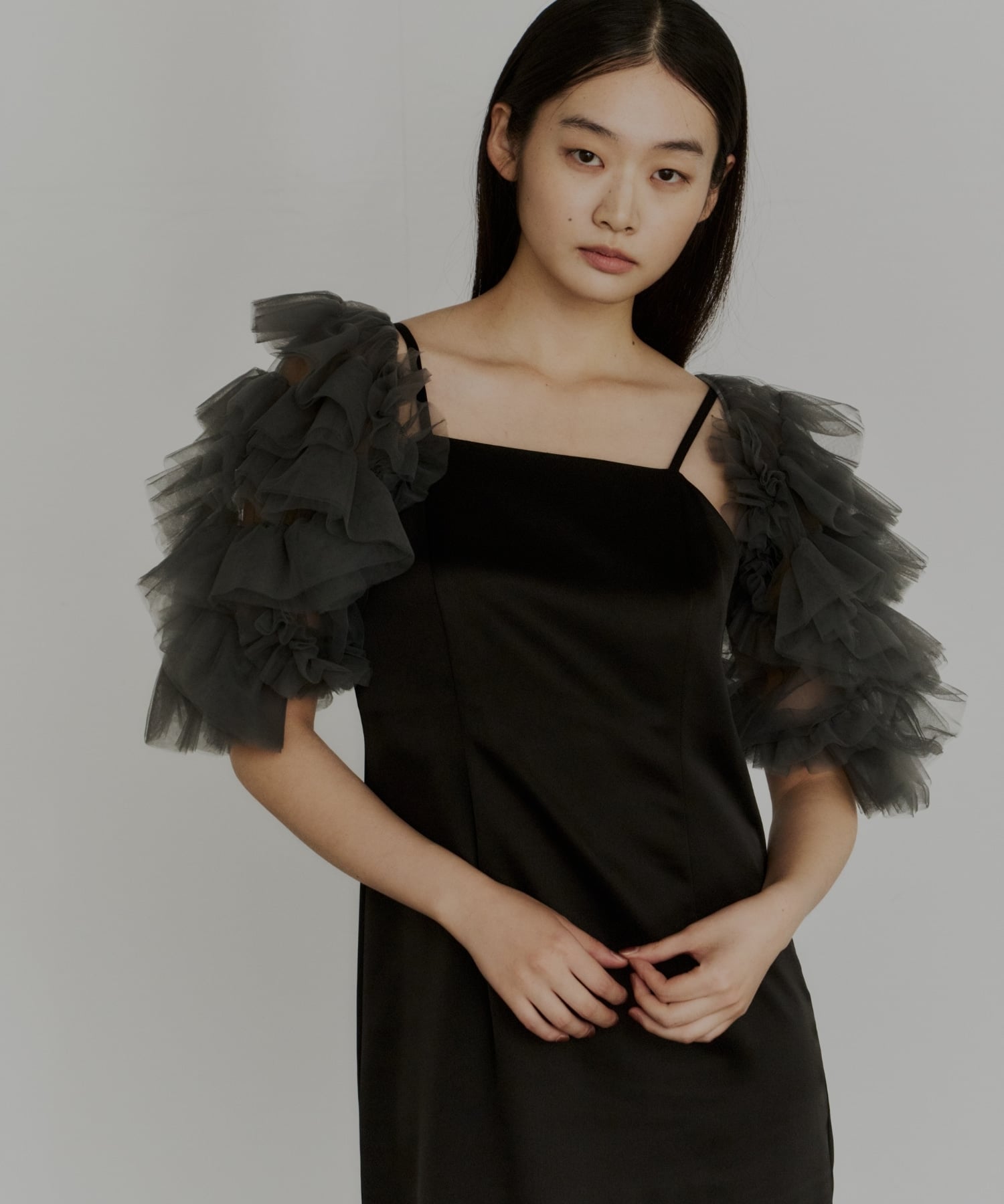 ANDRESD 結婚式・二次会対応 フリルチュールボレロ アンドレスド トップス その他のトップス ブラック グレー ホワイト【送料無料】