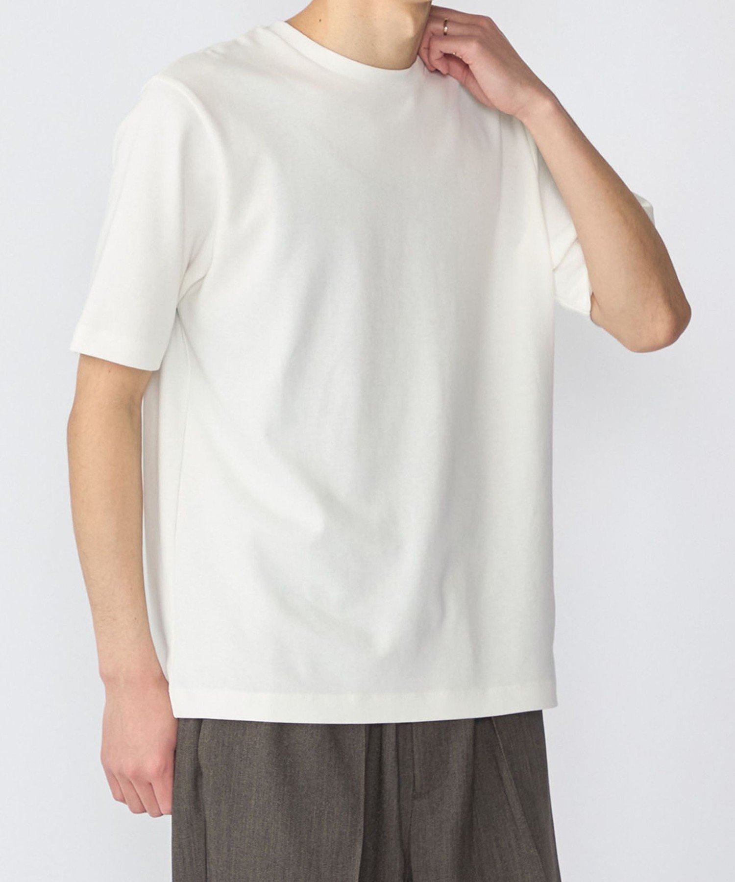 MEN SHIPS:＜MADE IN JAPAN＞TECHNORAMA(R) ミラノ リブ Tシャツ シップス トップス カットソー・Tシャツ グレー ネイビー ホワイト