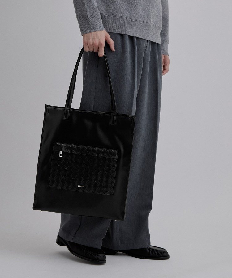 【SALE／10%OFF】tk.TAKEO KIKUCHI 【15インチ収納可能】縦型トートバッグ/イントレ/サフィアーノ ティーケータケオキクチ バッグ トートバッグ ブラック【送料無料】
