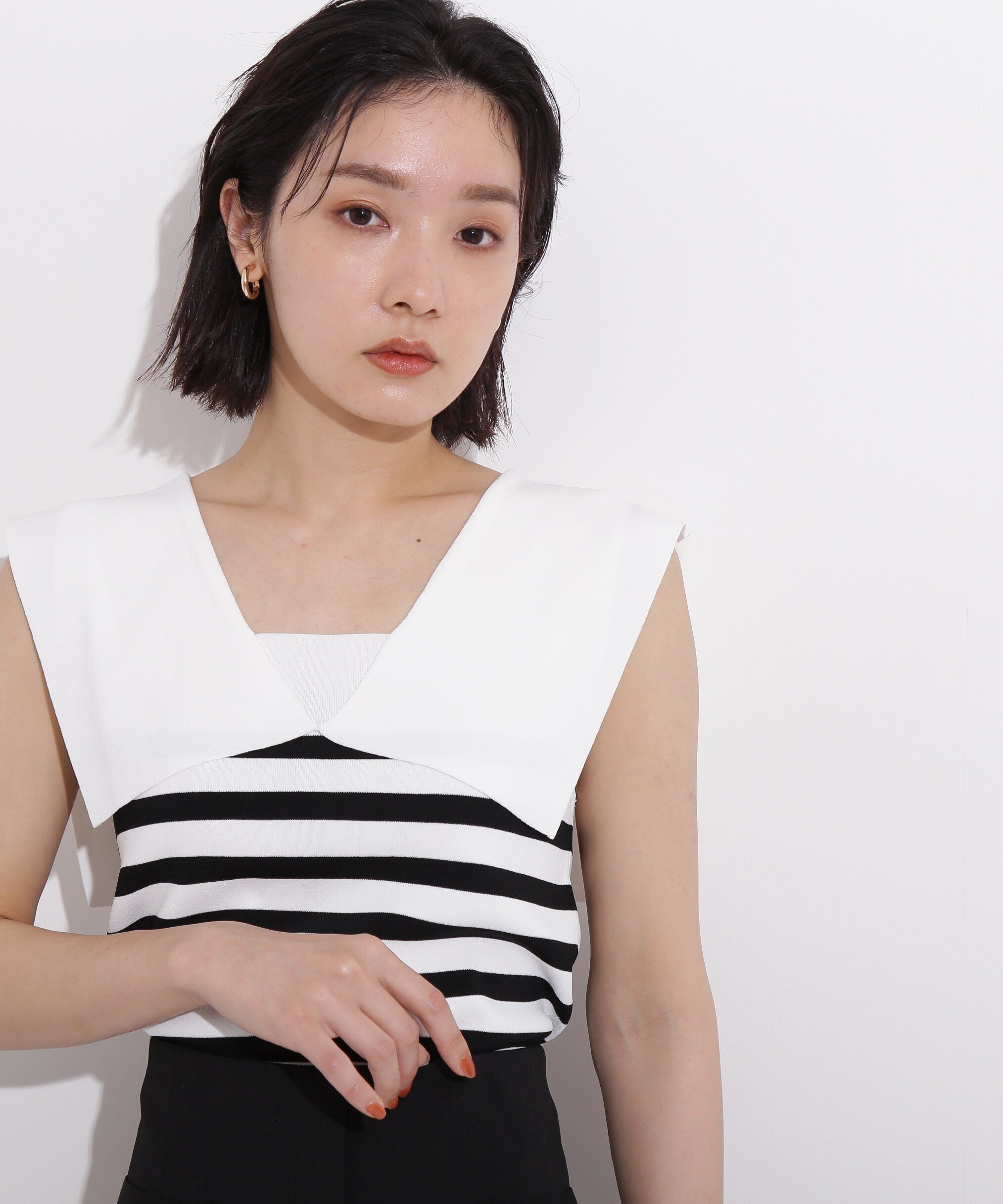 【SALE／30%OFF】NATURAL BEAUTY BASIC ビッグセーラーカラーニット ナチュラルビューティベーシック トップス ニット ピンク ネイビー【送料無料】のサムネイル