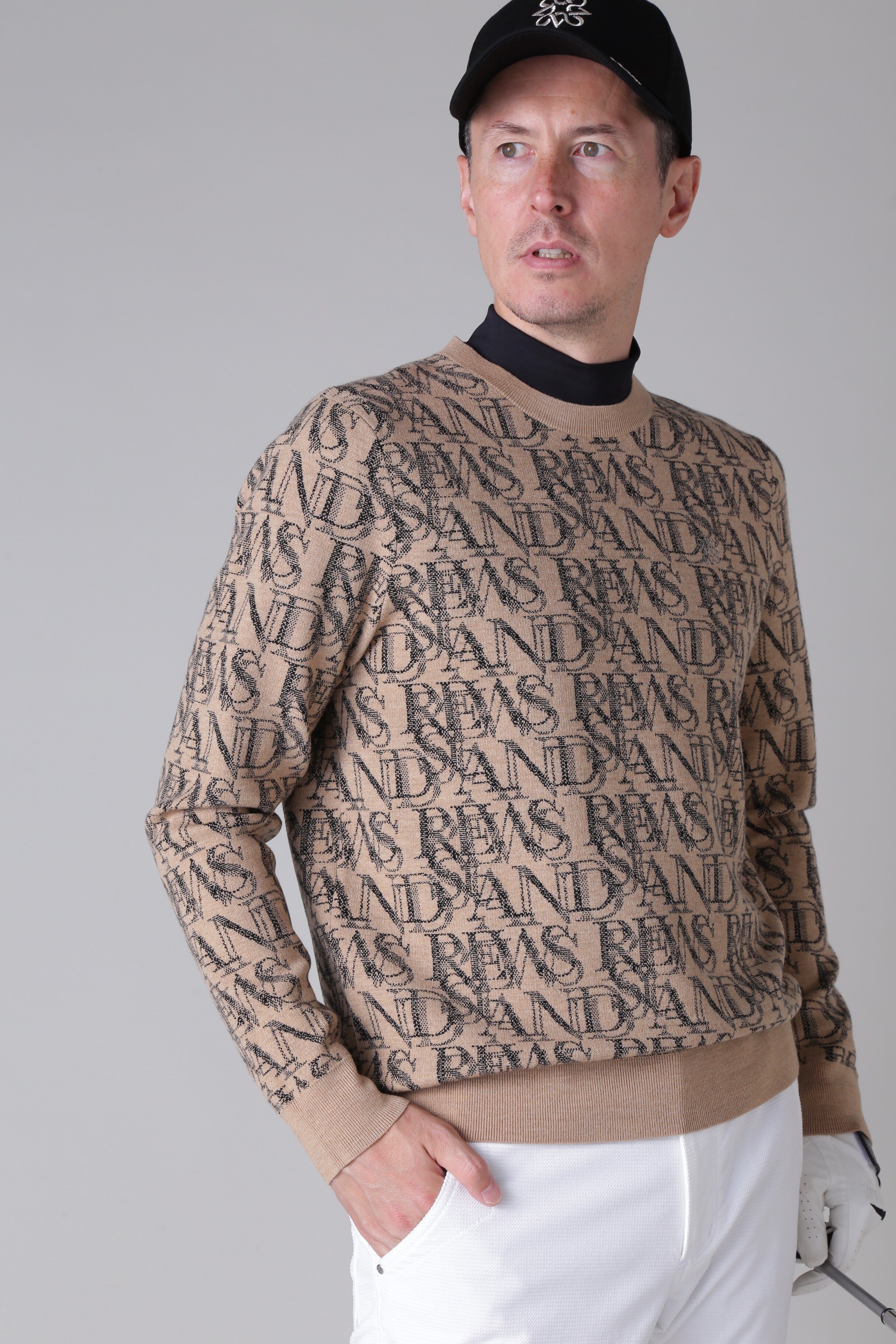 【SALE／70%OFF】St ANDREWS 16Gスパングルロゴジャガード クルーネックニットプルオーバー (MENS) セントアンドリュース トップス ニット ホワイト グレー ベージュ【送料無料】
