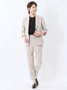 【SALE/20%OFF】m.f.editorial 麻調合繊 1ボタン7分袖ジャケット+テーパードパンツ ベージュ タカキュー スーツ・フォーマル セットアッ...