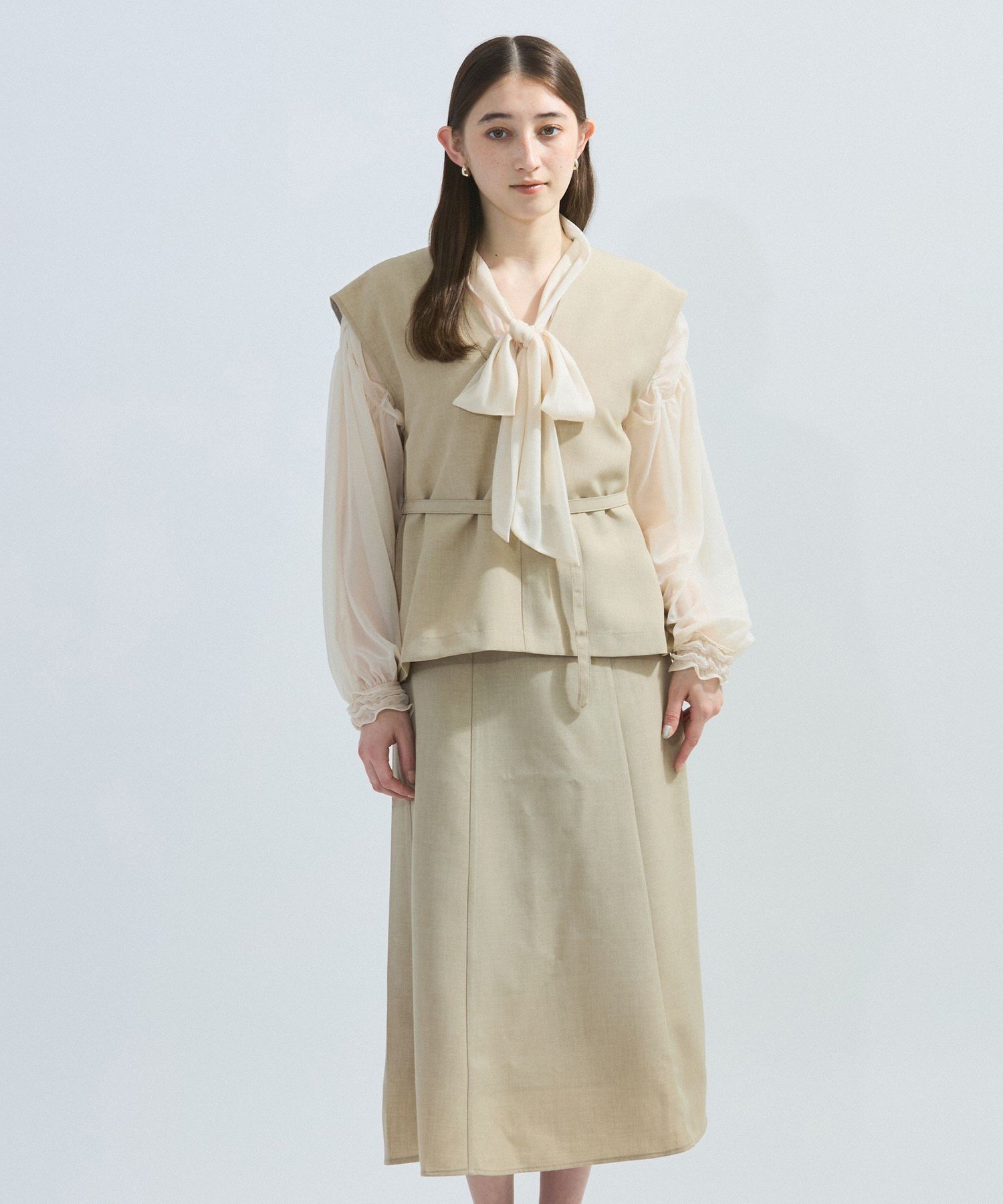 ketty 麻調セットアップアンサンブル≪手洗い可能≫ ケティ ワンピース・ドレス ワンピース ネイビー ベージュ