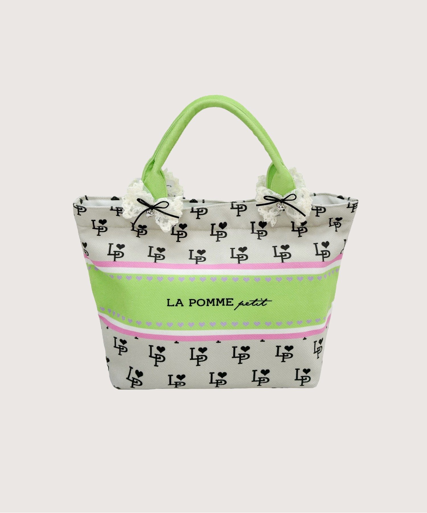 LA POMME petit LA POMME petit Icon Ribbon Mini Tote ラポミ・プチ バッグ トートバッグ グリーン ブラック【送料無料】