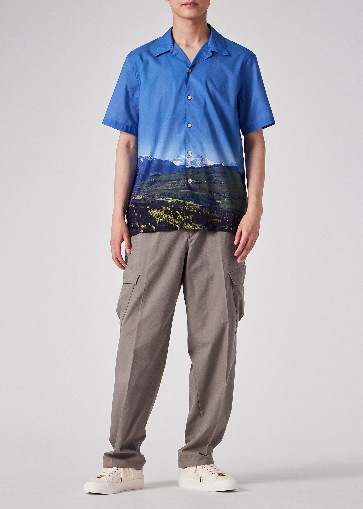 PS Paul Smith "Swiss Alps" オープンカラーシャツ ポール・スミス トップス シャツ・ブラウス ブルー【送料無料】